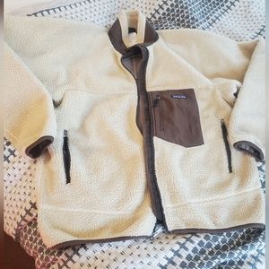 Patagonia Men's L Retro X zip up fleece ecru